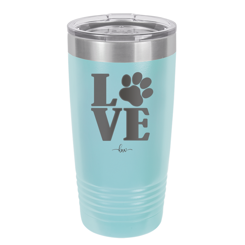 LOVE with Pawprint - Laser Engraved Stainless Steel Drinkware - 1018 -