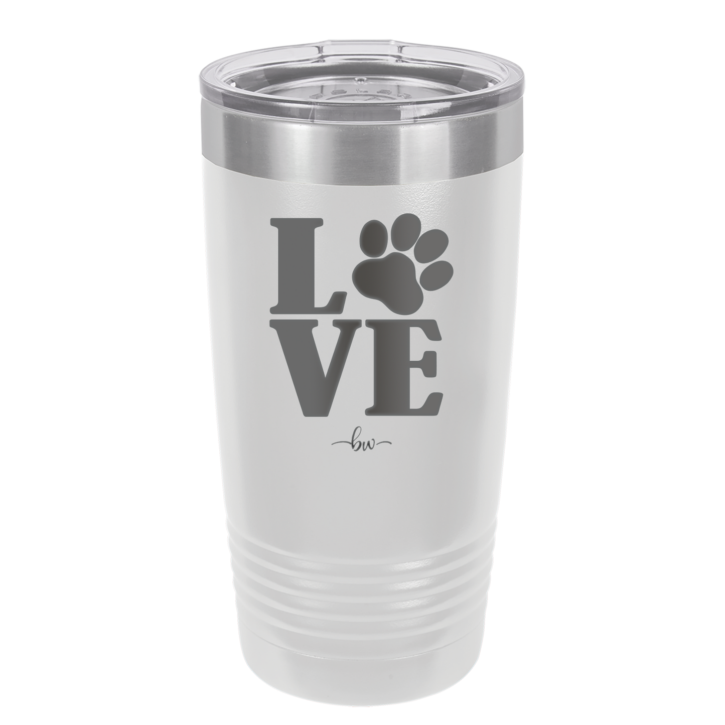 LOVE with Pawprint - Laser Engraved Stainless Steel Drinkware - 1018 -