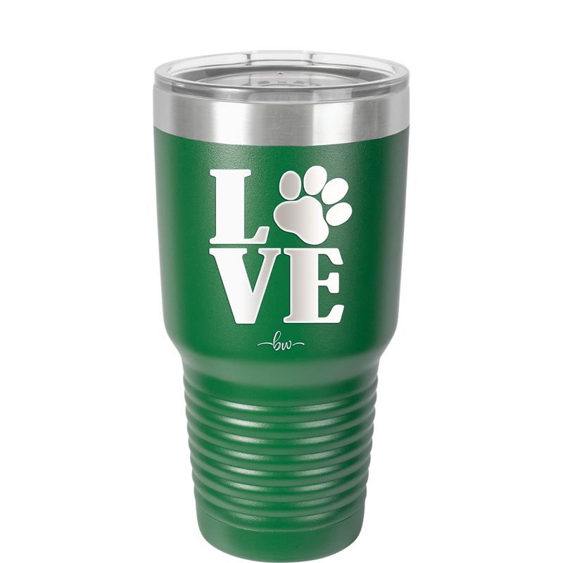 LOVE with Pawprint - Laser Engraved Stainless Steel Drinkware - 1018 -
