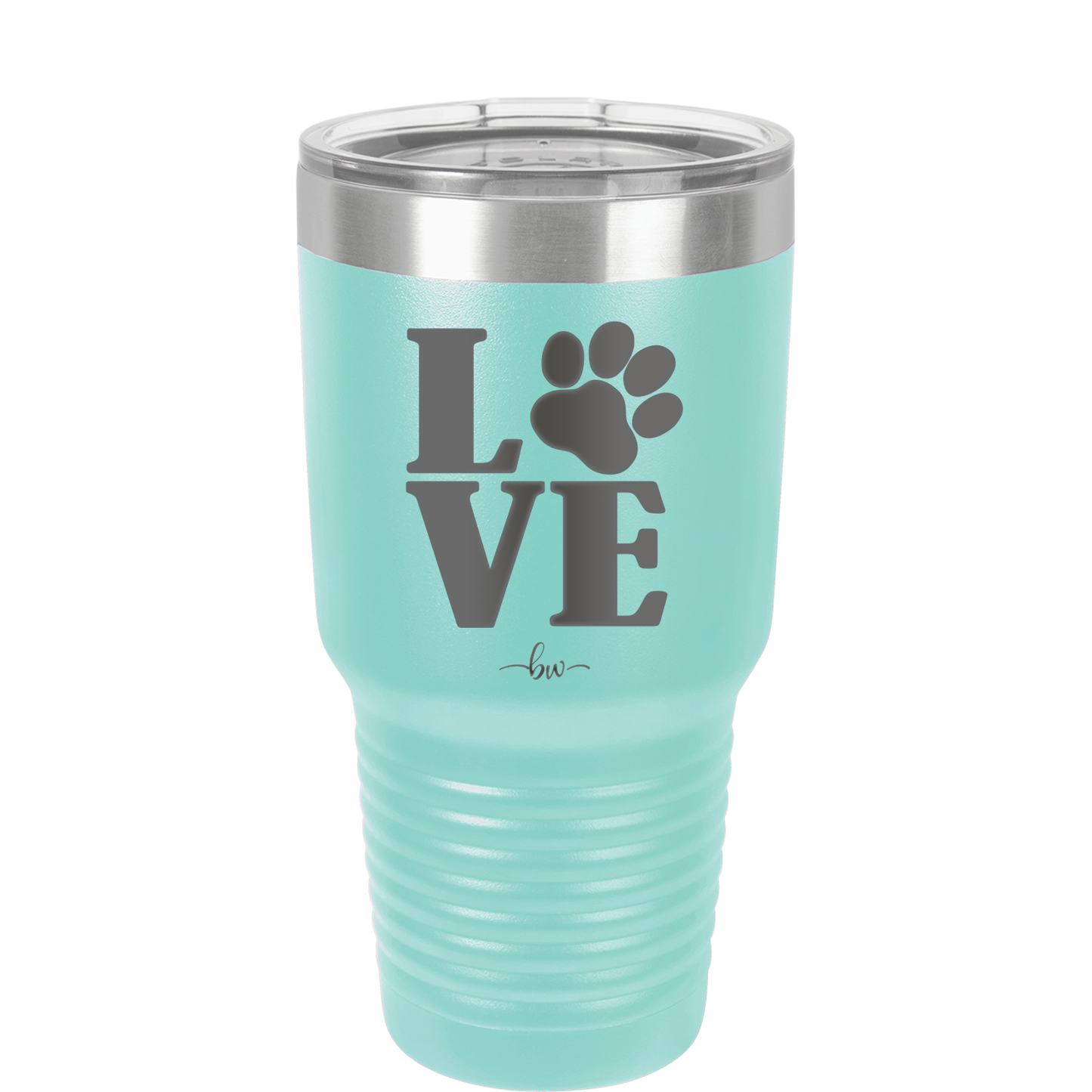 LOVE with Pawprint - Laser Engraved Stainless Steel Drinkware - 1018 -