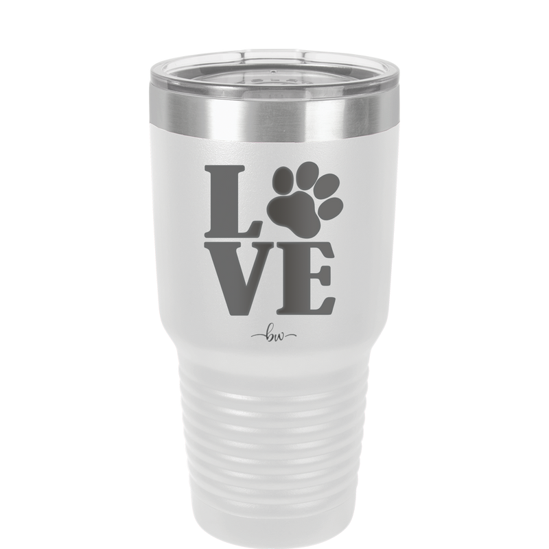 LOVE with Pawprint - Laser Engraved Stainless Steel Drinkware - 1018 -
