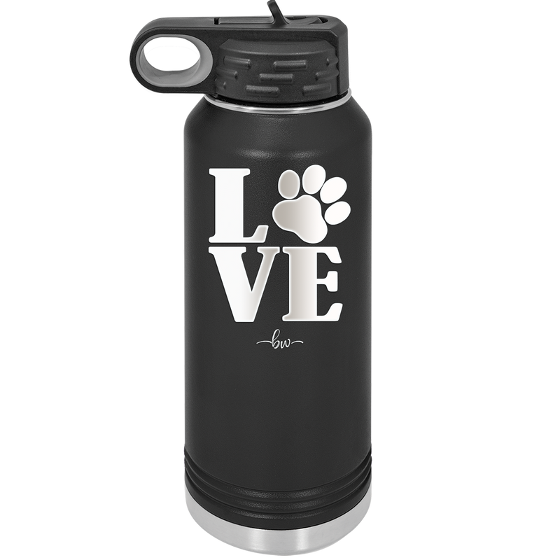 LOVE with Pawprint - Laser Engraved Stainless Steel Drinkware - 1018 -