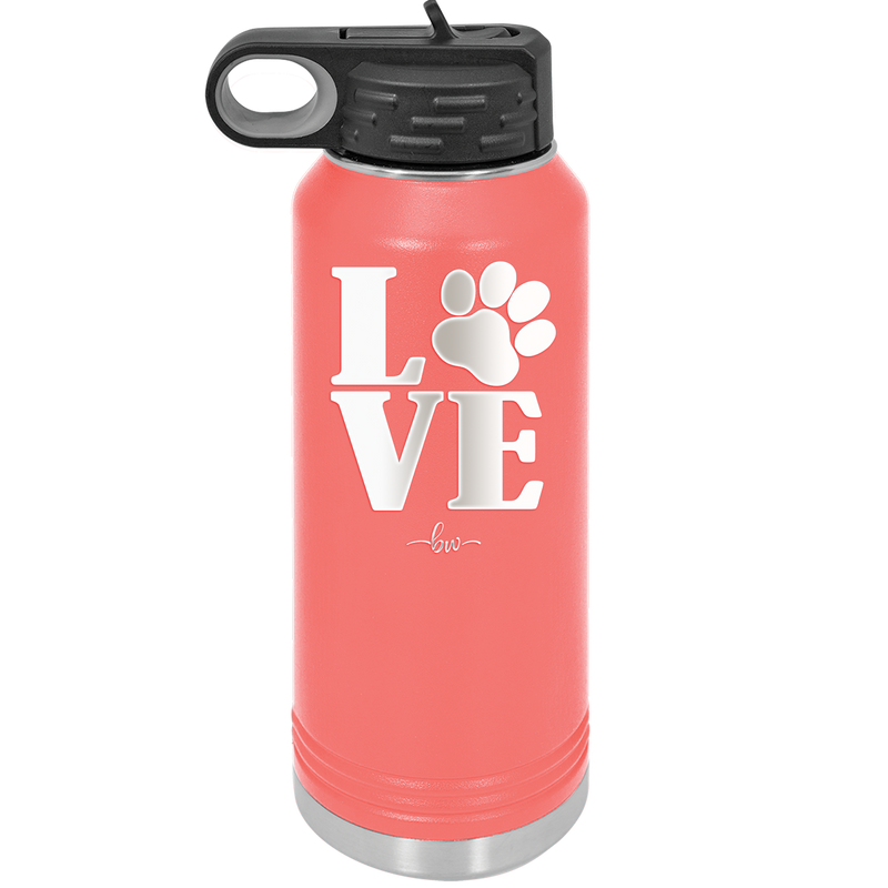 LOVE with Pawprint - Laser Engraved Stainless Steel Drinkware - 1018 -
