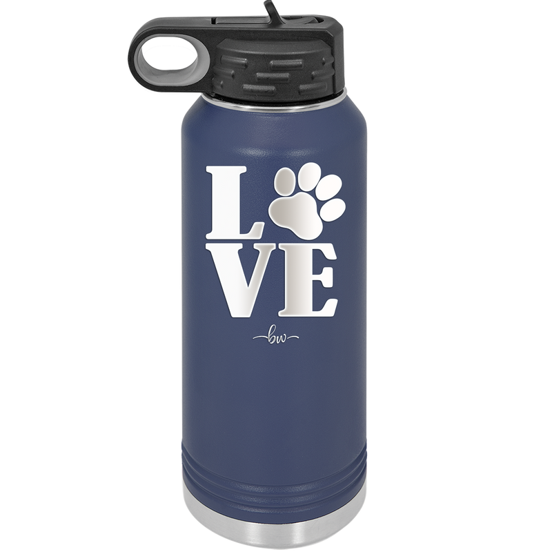 LOVE with Pawprint - Laser Engraved Stainless Steel Drinkware - 1018 -