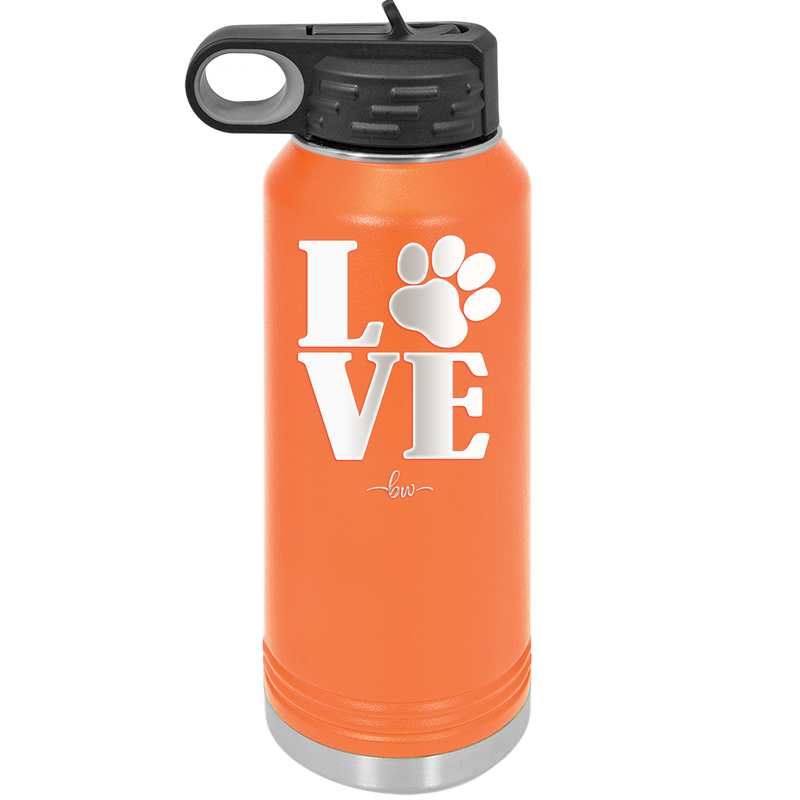 LOVE with Pawprint - Laser Engraved Stainless Steel Drinkware - 1018 -