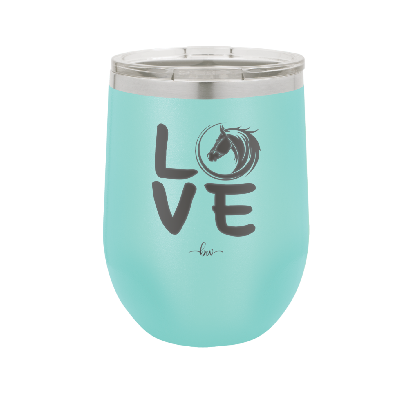 LOVE with Horse Head - Laser Engraved Stainless Steel Drinkware - 1038 -