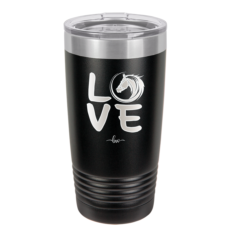 LOVE with Horse Head - Laser Engraved Stainless Steel Drinkware - 1038 -