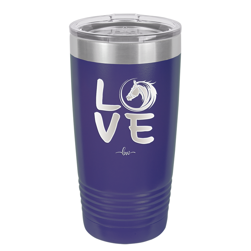 LOVE with Horse Head - Laser Engraved Stainless Steel Drinkware - 1038 -
