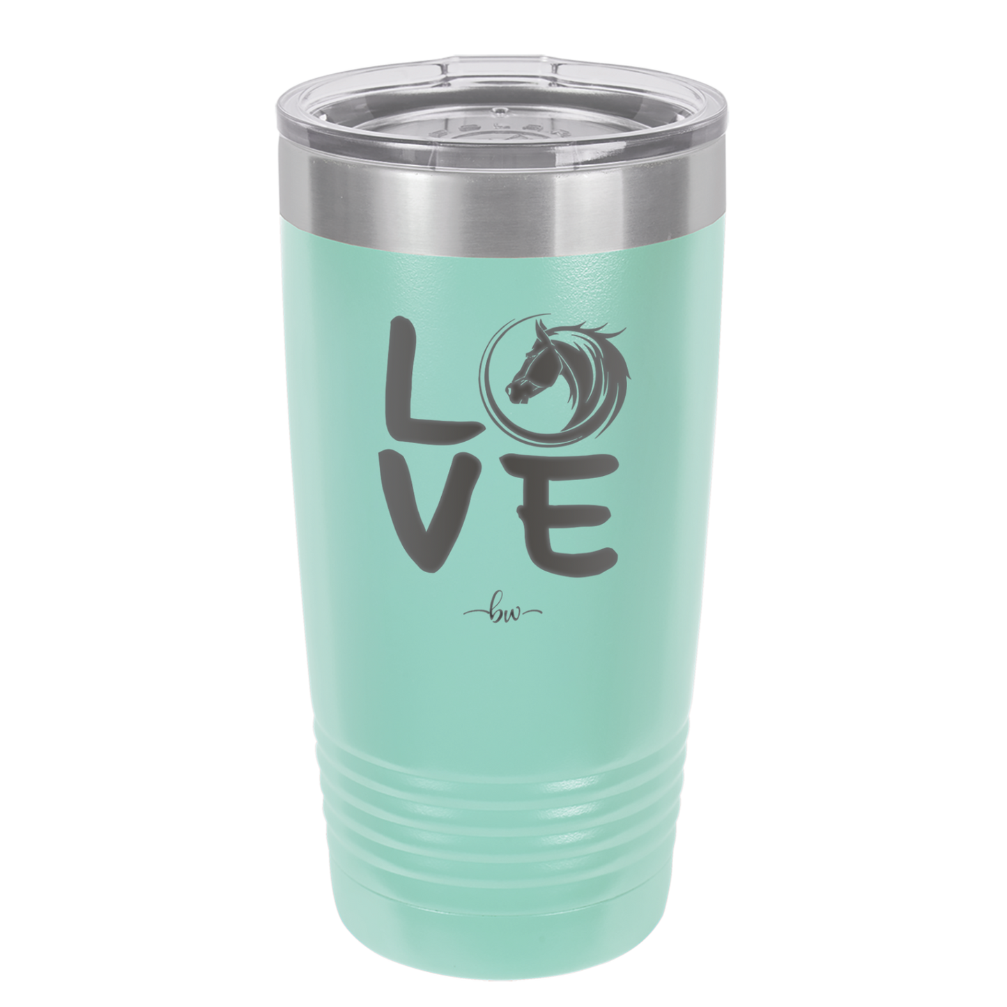 LOVE with Horse Head - Laser Engraved Stainless Steel Drinkware - 1038 -
