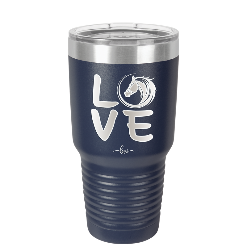 LOVE with Horse Head - Laser Engraved Stainless Steel Drinkware - 1038 -
