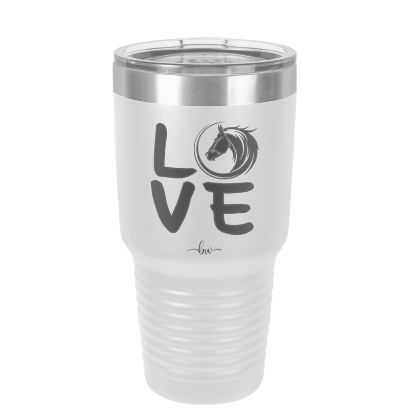 LOVE with Horse Head - Laser Engraved Stainless Steel Drinkware - 1038 -