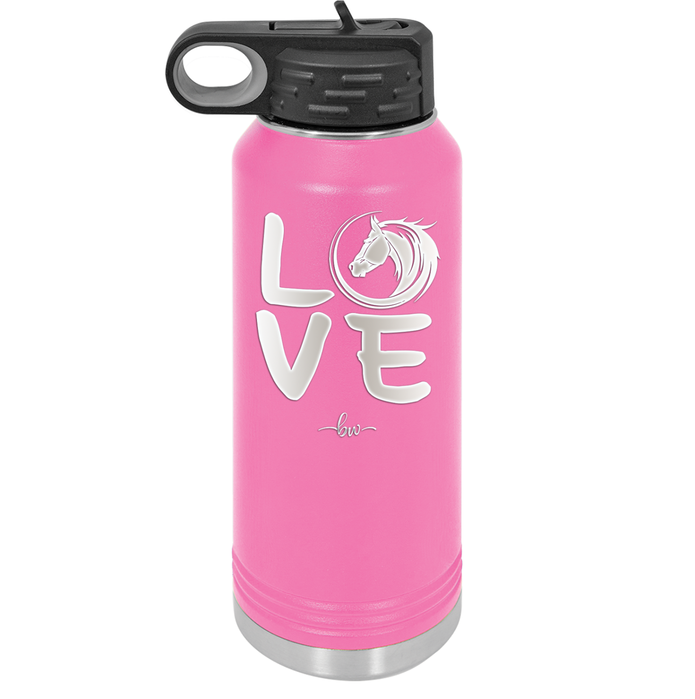 LOVE with Horse Head - Laser Engraved Stainless Steel Drinkware - 1038 -