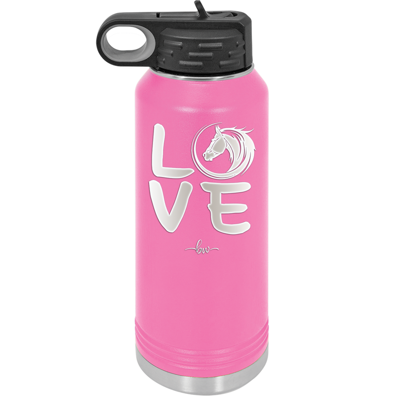 LOVE with Horse Head - Laser Engraved Stainless Steel Drinkware - 1038 -