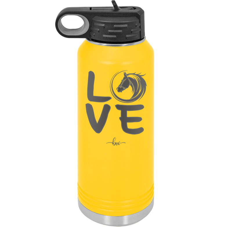 LOVE with Horse Head - Laser Engraved Stainless Steel Drinkware - 1038 -