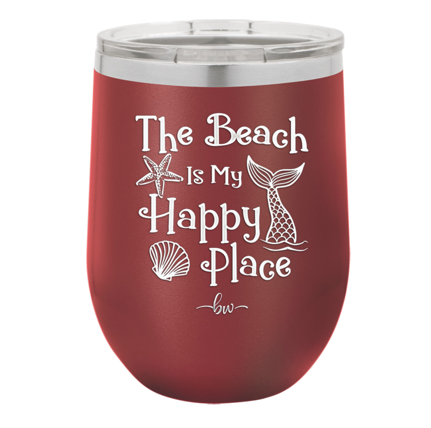The Beach is My Happy Place - Laser Engraved Stainless Steel Drinkware - 1101 -