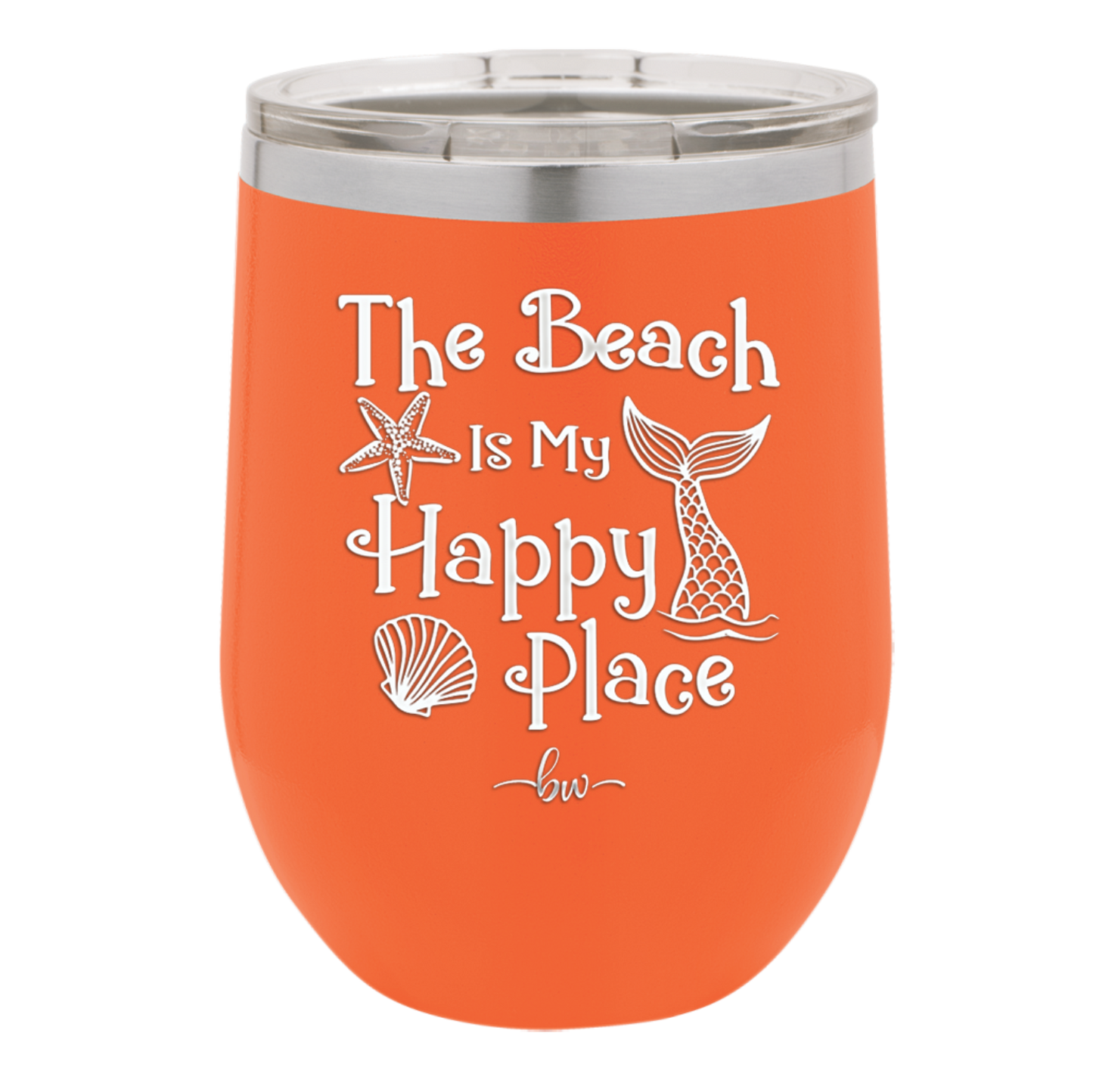 The Beach is My Happy Place - Laser Engraved Stainless Steel Drinkware - 1101 -