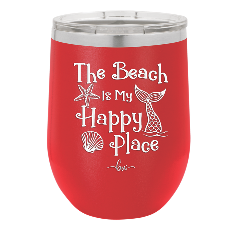 The Beach is My Happy Place - Laser Engraved Stainless Steel Drinkware - 1101 -