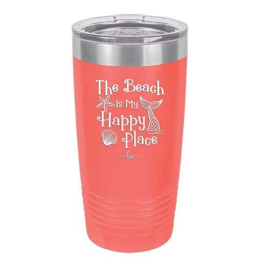 The Beach is My Happy Place - Laser Engraved Stainless Steel Drinkware - 1101 -