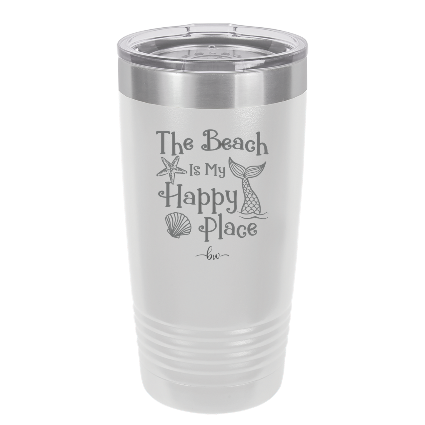 The Beach is My Happy Place - Laser Engraved Stainless Steel Drinkware - 1101 -
