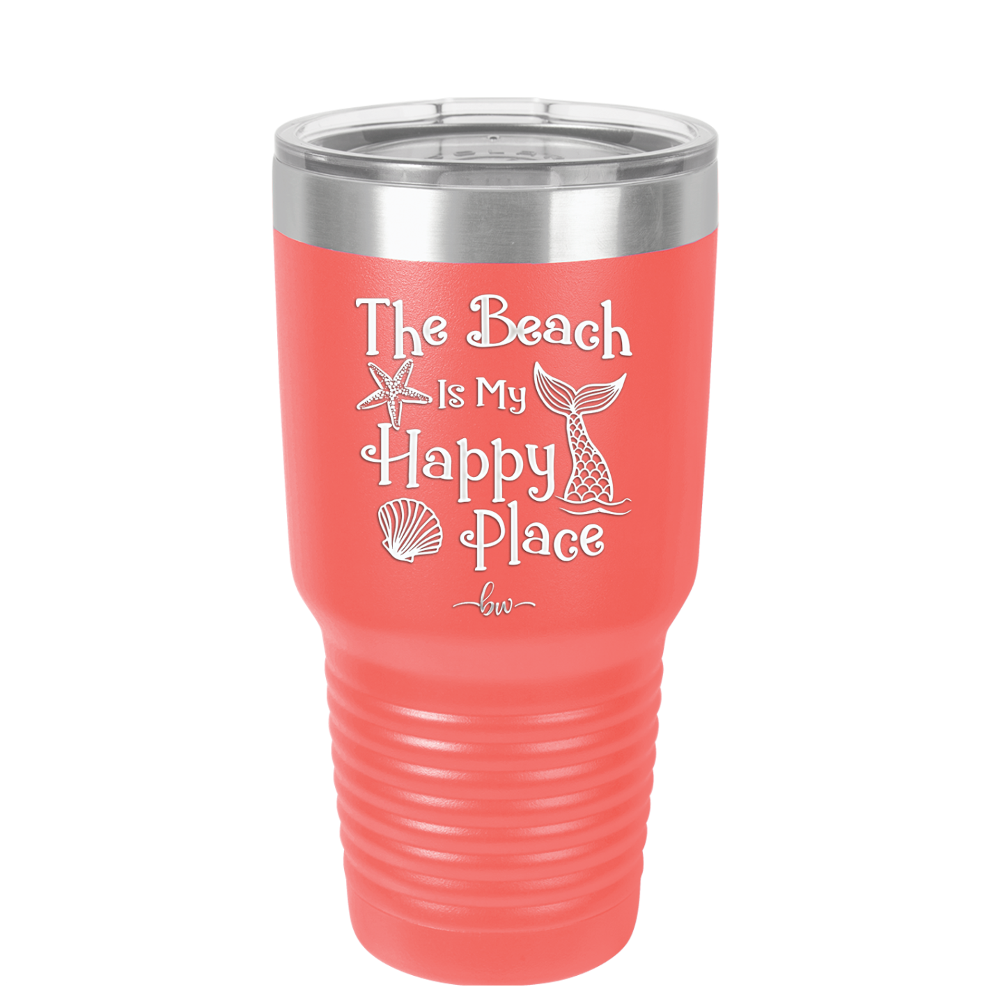 The Beach is My Happy Place - Laser Engraved Stainless Steel Drinkware - 1101 -