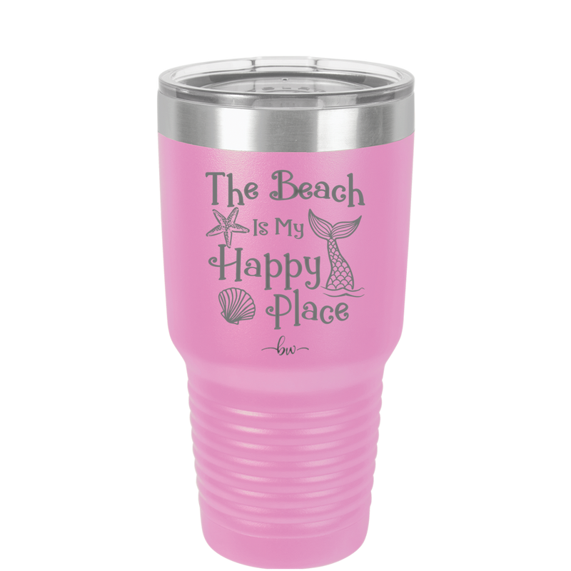 The Beach is My Happy Place - Laser Engraved Stainless Steel Drinkware - 1101 -