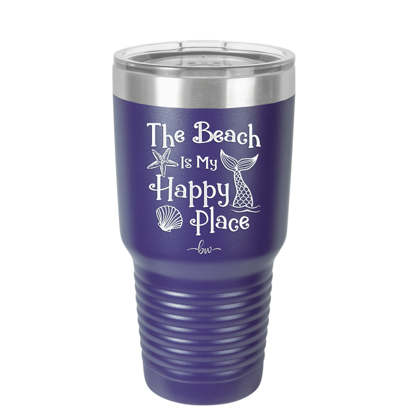 The Beach is My Happy Place - Laser Engraved Stainless Steel Drinkware - 1101 -