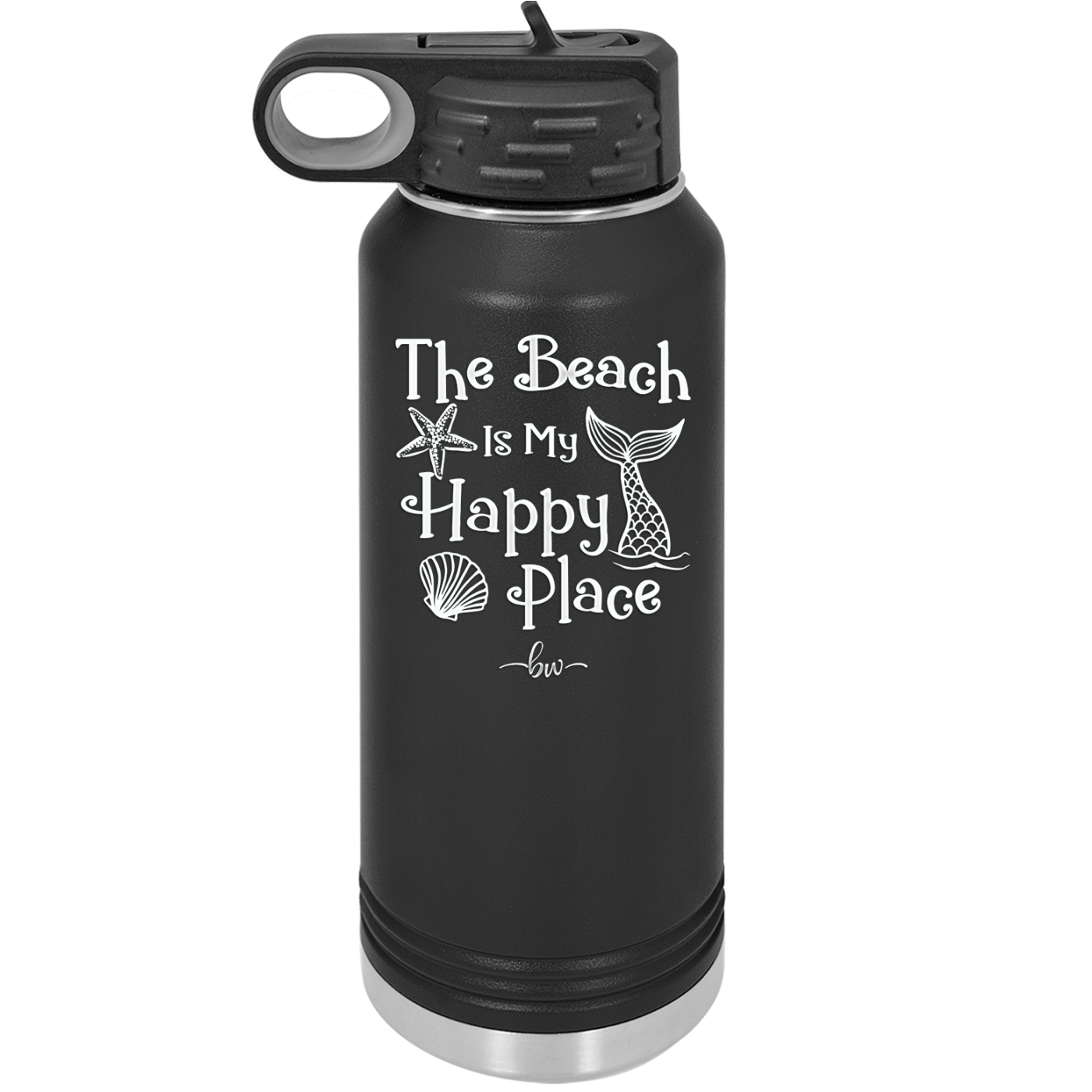 The Beach is My Happy Place - Laser Engraved Stainless Steel Drinkware - 1101 -