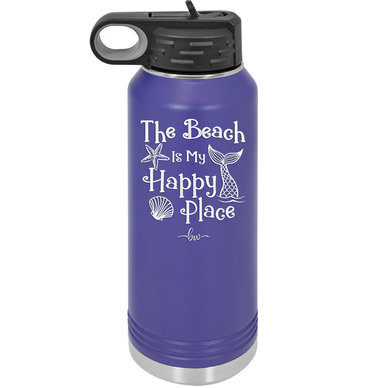 The Beach is My Happy Place - Laser Engraved Stainless Steel Drinkware - 1101 -