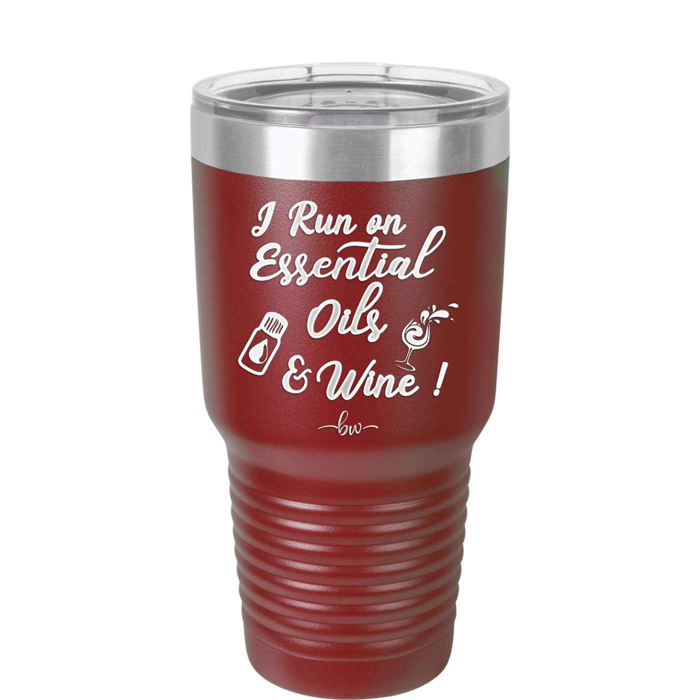 I Run on Essential Oils and Wine - Laser Engraved Stainless Steel Drinkware - 1131 -