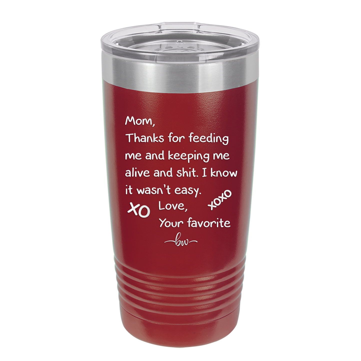 Mom Thanks for Feeding Me and Keeping Me Alive - Laser Engraved Stainless Steel Drinkware - 1166 -
