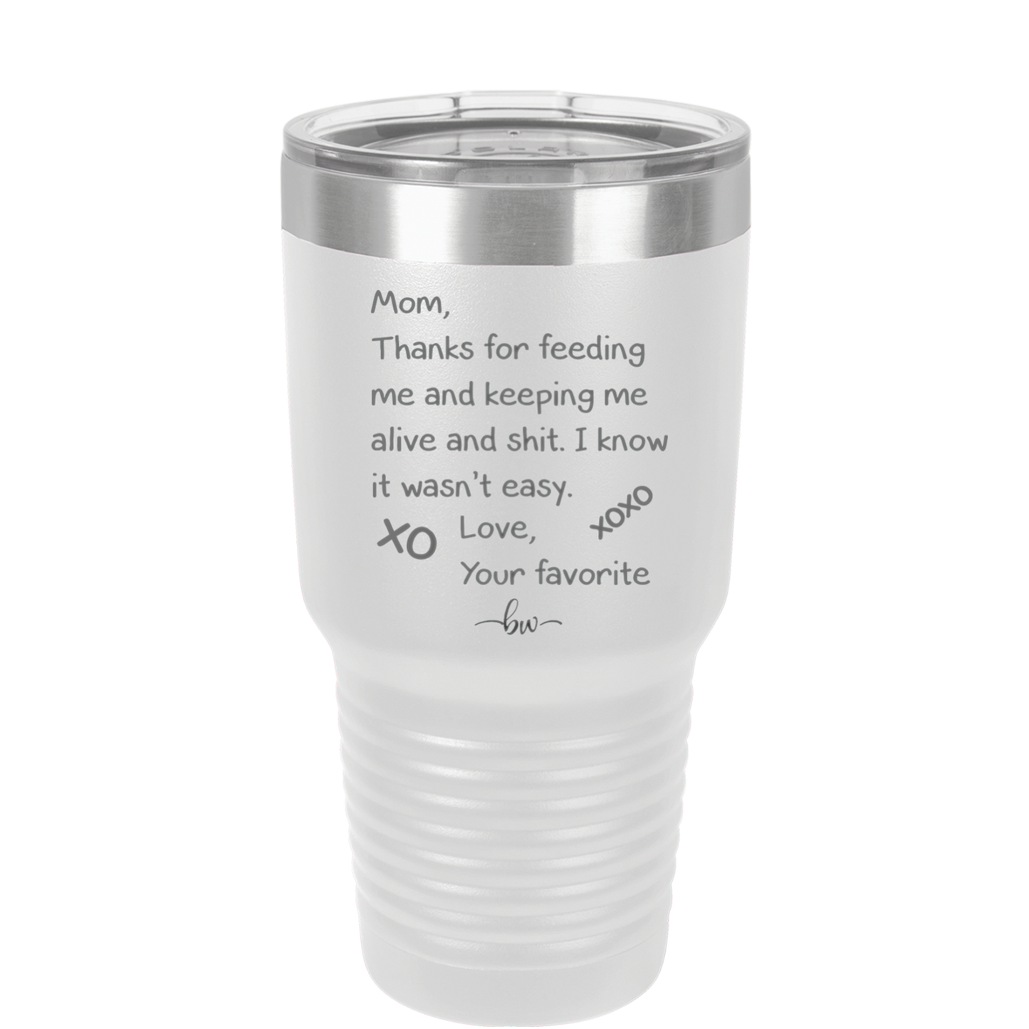 Mom Thanks for Feeding Me and Keeping Me Alive - Laser Engraved Stainless Steel Drinkware - 1166 -