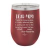 Mom, Thanks for Being my Mom - Laser Engraved Stainless Steel Drinkware - 1167 -