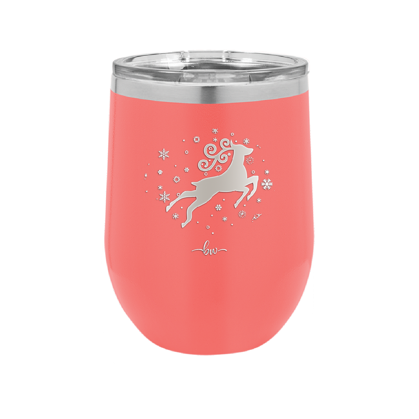 Flying Reindeer with Snowflakes Christmas - Laser Engraved Stainless Steel Drinkware - 1224 -