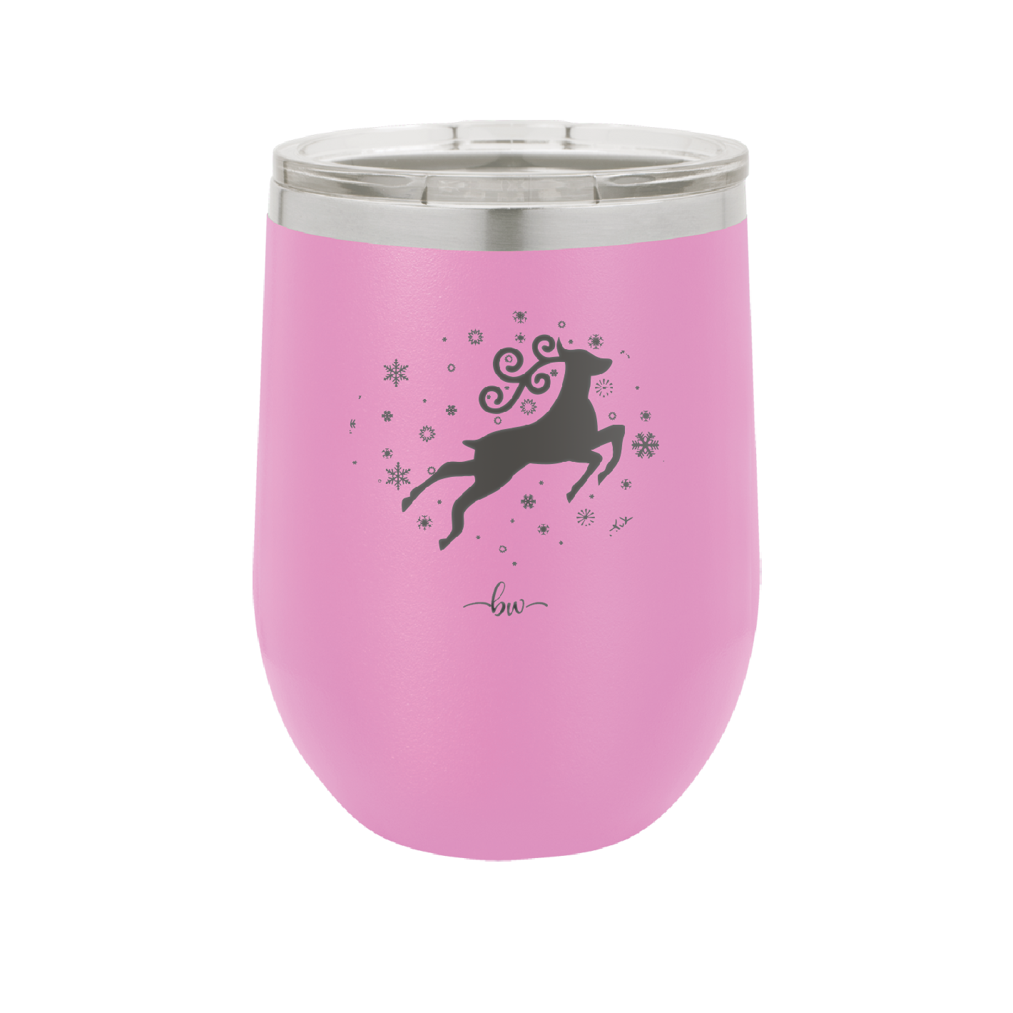 Flying Reindeer with Snowflakes Christmas - Laser Engraved Stainless Steel Drinkware - 1224 -