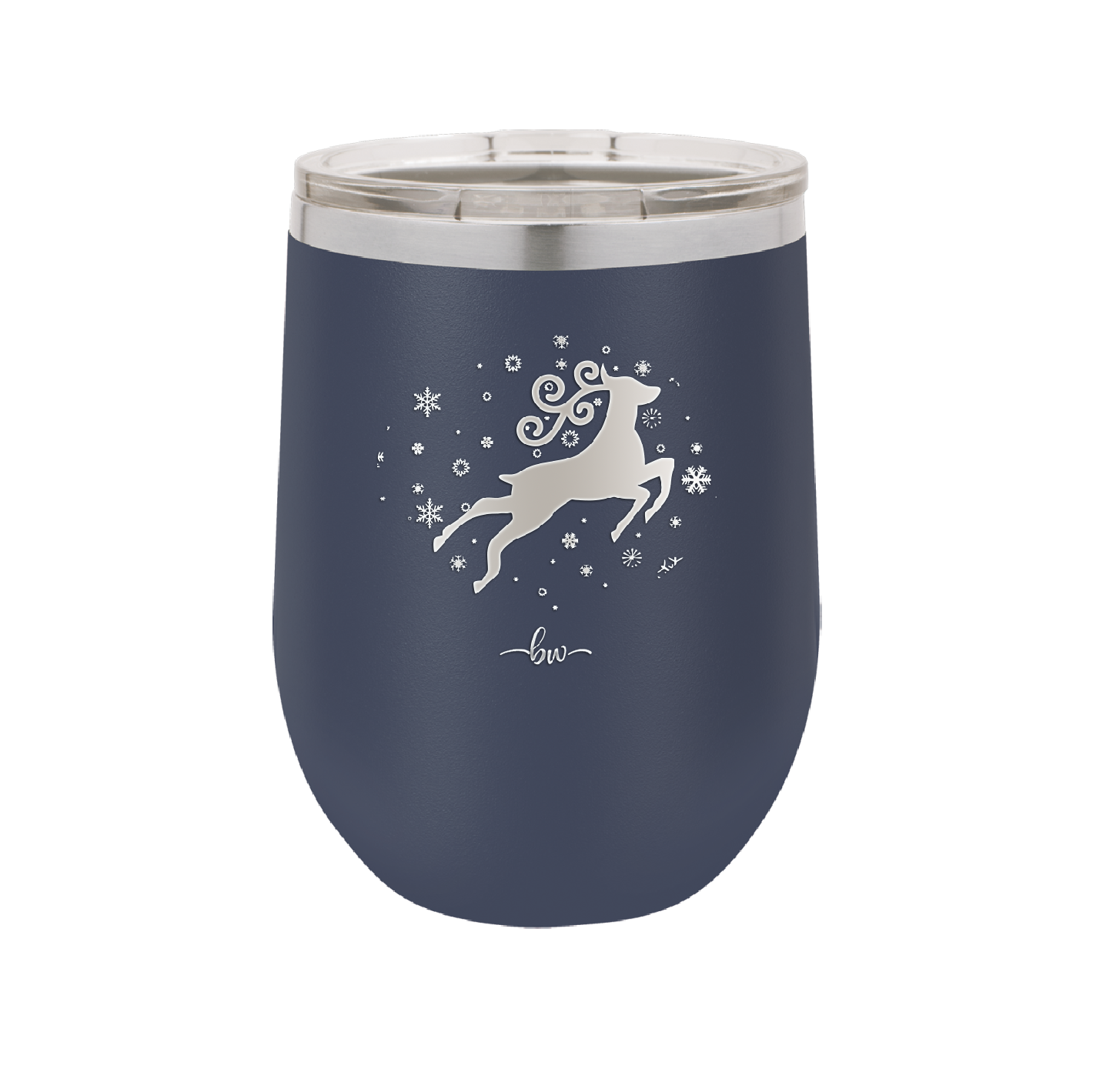 Flying Reindeer with Snowflakes Christmas - Laser Engraved Stainless Steel Drinkware - 1224 -