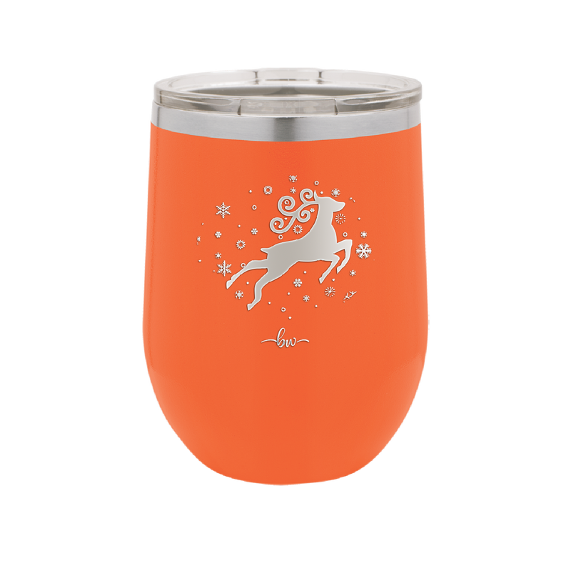 Flying Reindeer with Snowflakes Christmas - Laser Engraved Stainless Steel Drinkware - 1224 -