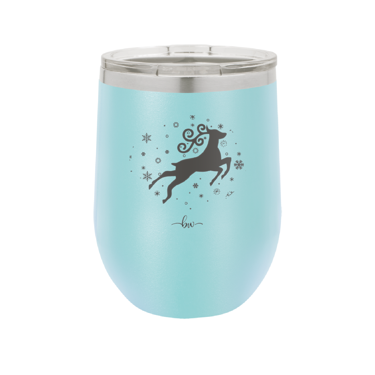 Flying Reindeer with Snowflakes Christmas - Laser Engraved Stainless Steel Drinkware - 1224 -