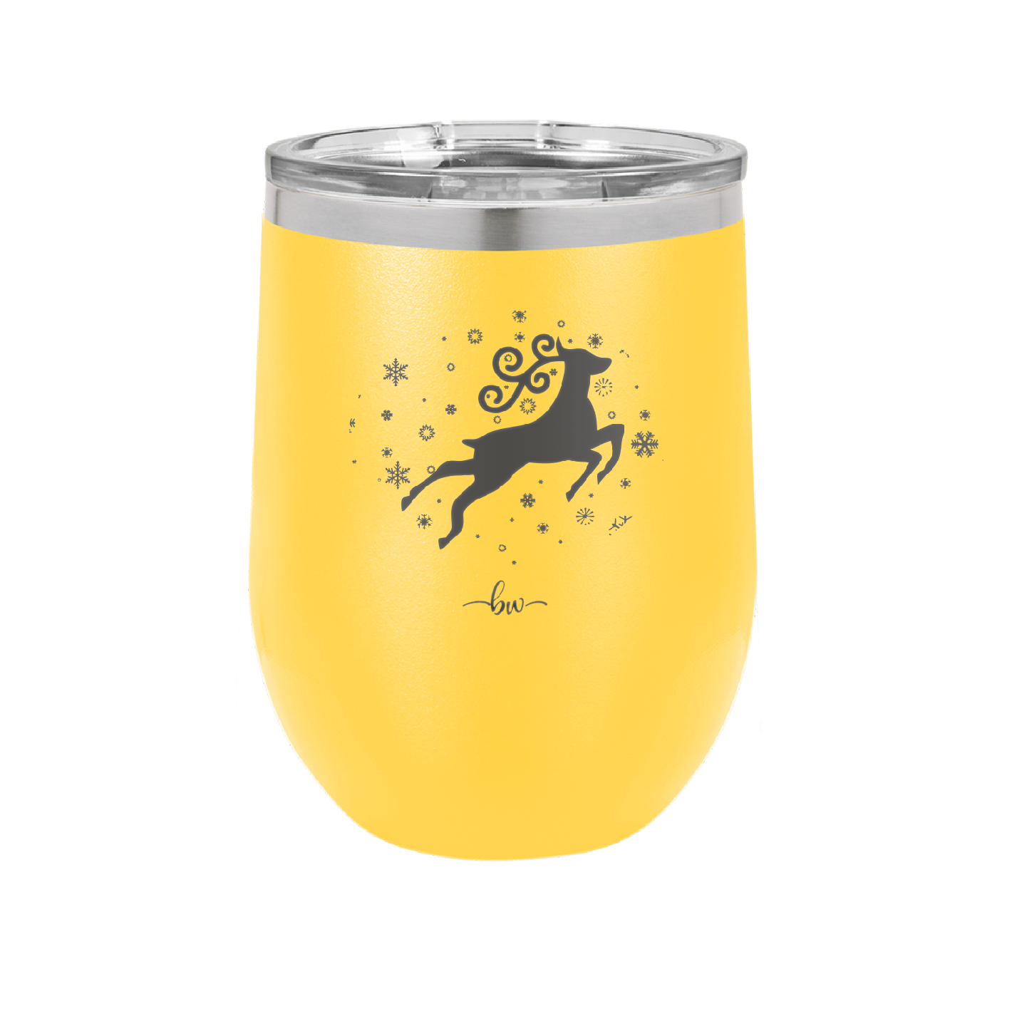 Flying Reindeer with Snowflakes Christmas - Laser Engraved Stainless Steel Drinkware - 1224 -