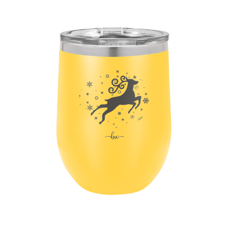 Flying Reindeer with Snowflakes Christmas - Laser Engraved Stainless Steel Drinkware - 1224 -