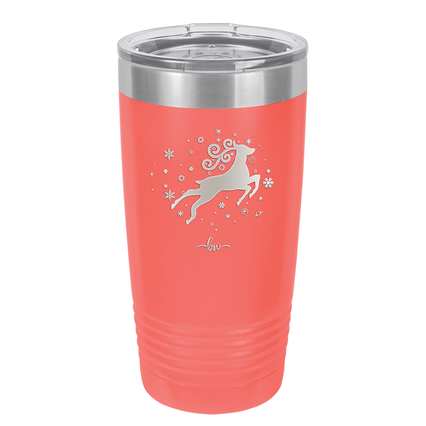 Flying Reindeer with Snowflakes Christmas - Laser Engraved Stainless Steel Drinkware - 1224 -
