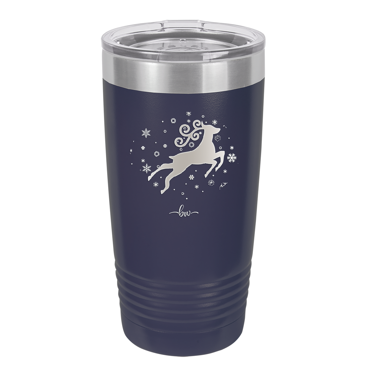 Flying Reindeer with Snowflakes Christmas - Laser Engraved Stainless Steel Drinkware - 1224 -