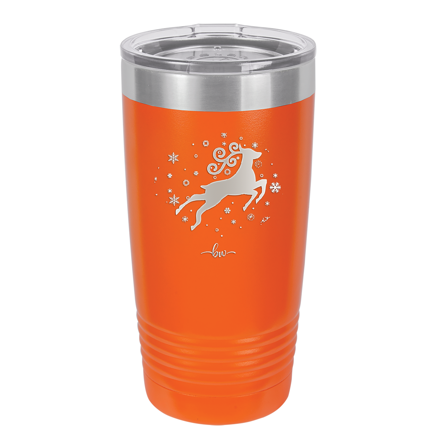 Flying Reindeer with Snowflakes Christmas - Laser Engraved Stainless Steel Drinkware - 1224 -
