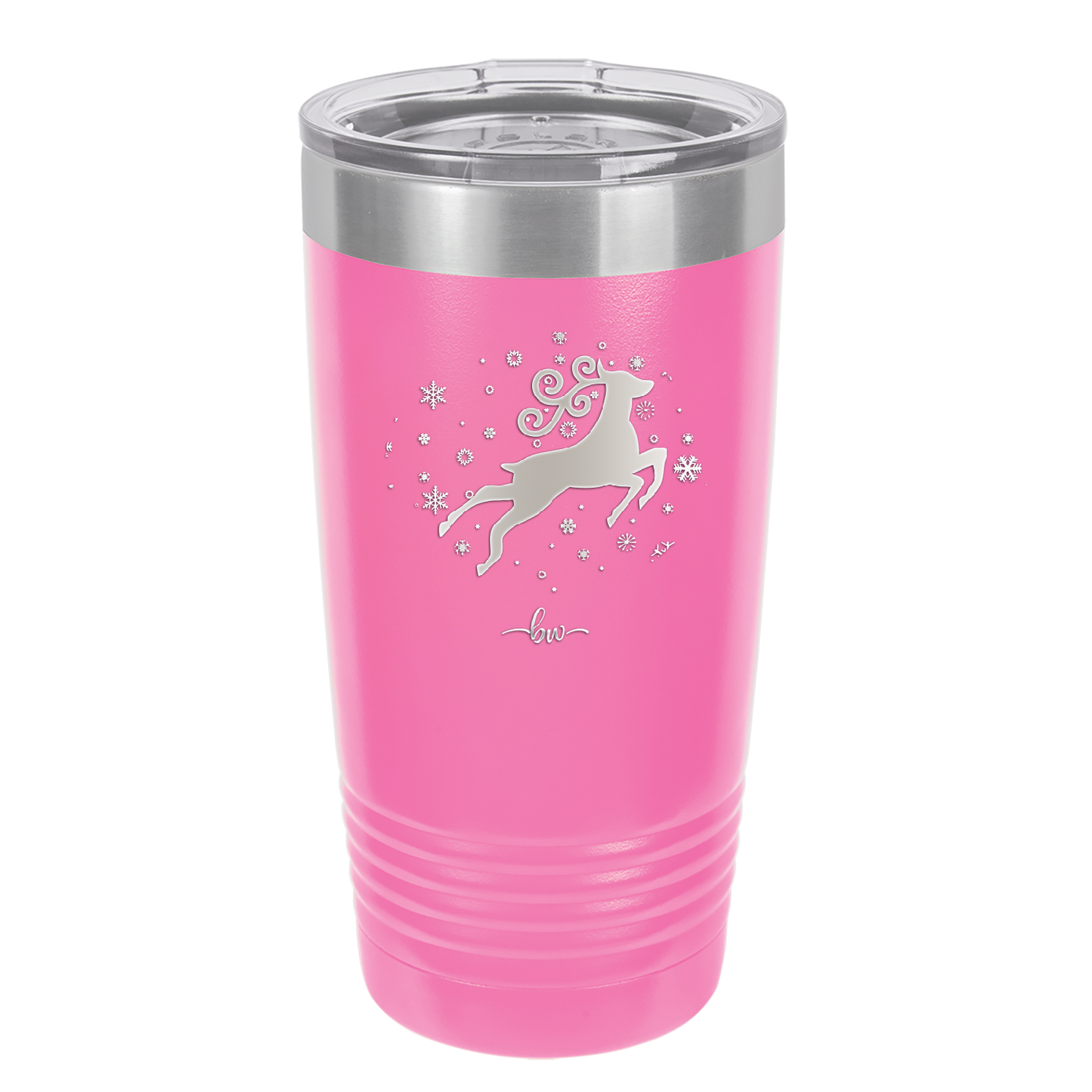 Flying Reindeer with Snowflakes Christmas - Laser Engraved Stainless Steel Drinkware - 1224 -