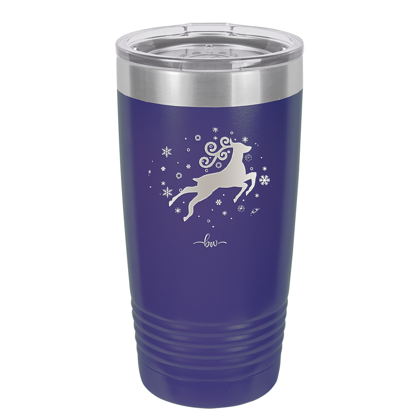Flying Reindeer with Snowflakes Christmas - Laser Engraved Stainless Steel Drinkware - 1224 -