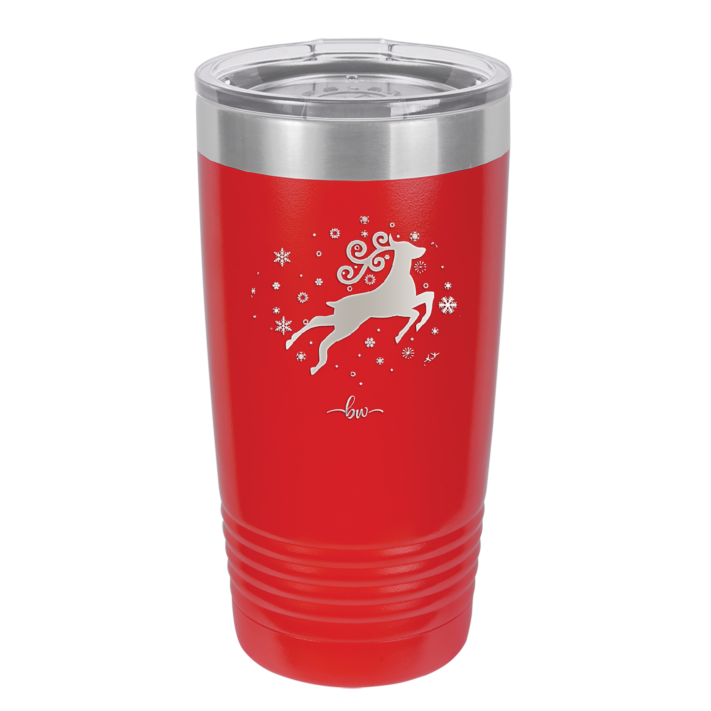 Flying Reindeer with Snowflakes Christmas - Laser Engraved Stainless Steel Drinkware - 1224 -