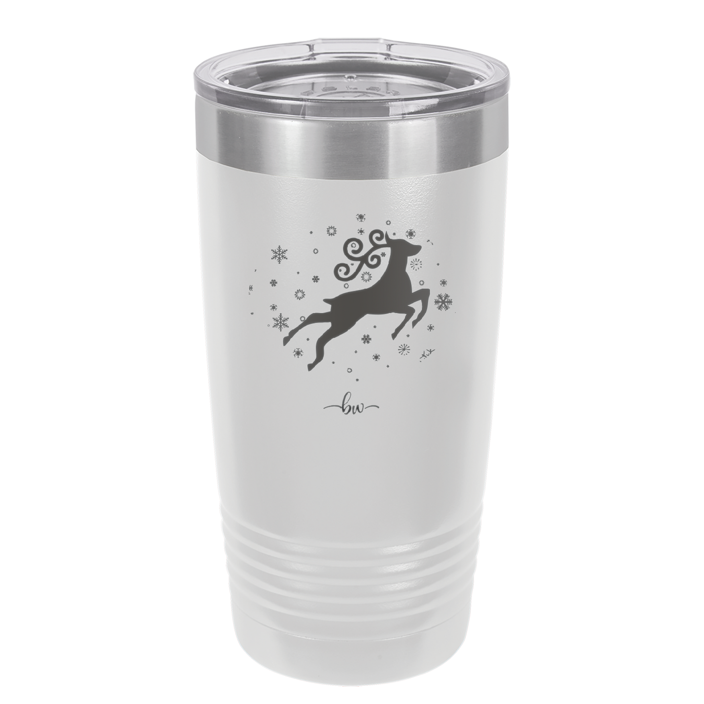 Flying Reindeer with Snowflakes Christmas - Laser Engraved Stainless Steel Drinkware - 1224 -