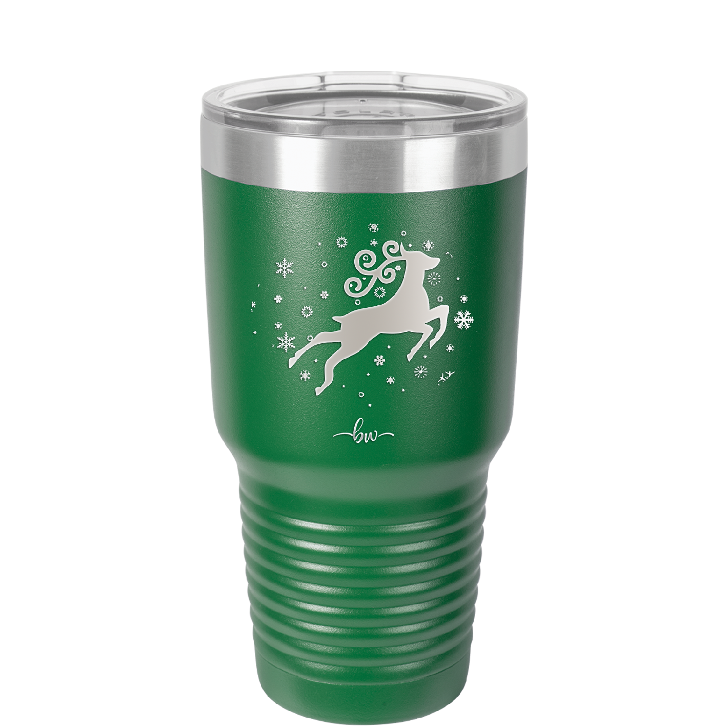 Flying Reindeer with Snowflakes Christmas - Laser Engraved Stainless Steel Drinkware - 1224 -