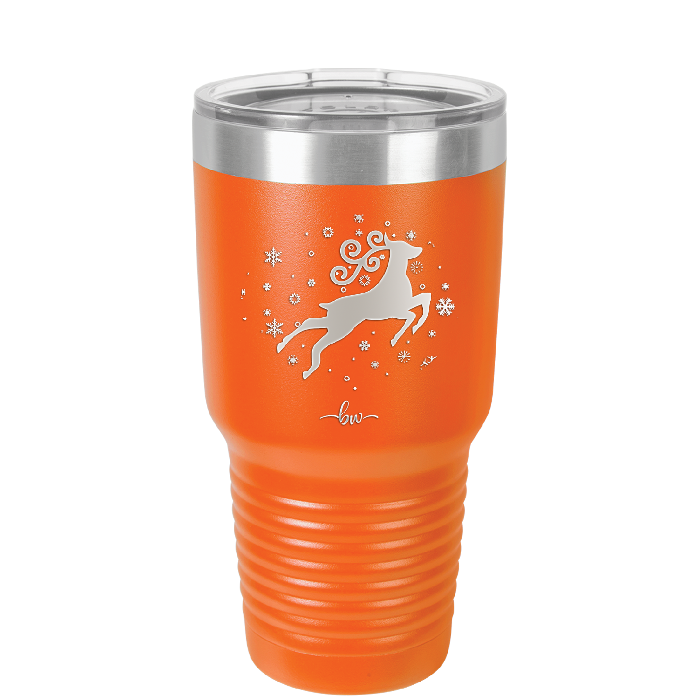 Flying Reindeer with Snowflakes Christmas - Laser Engraved Stainless Steel Drinkware - 1224 -