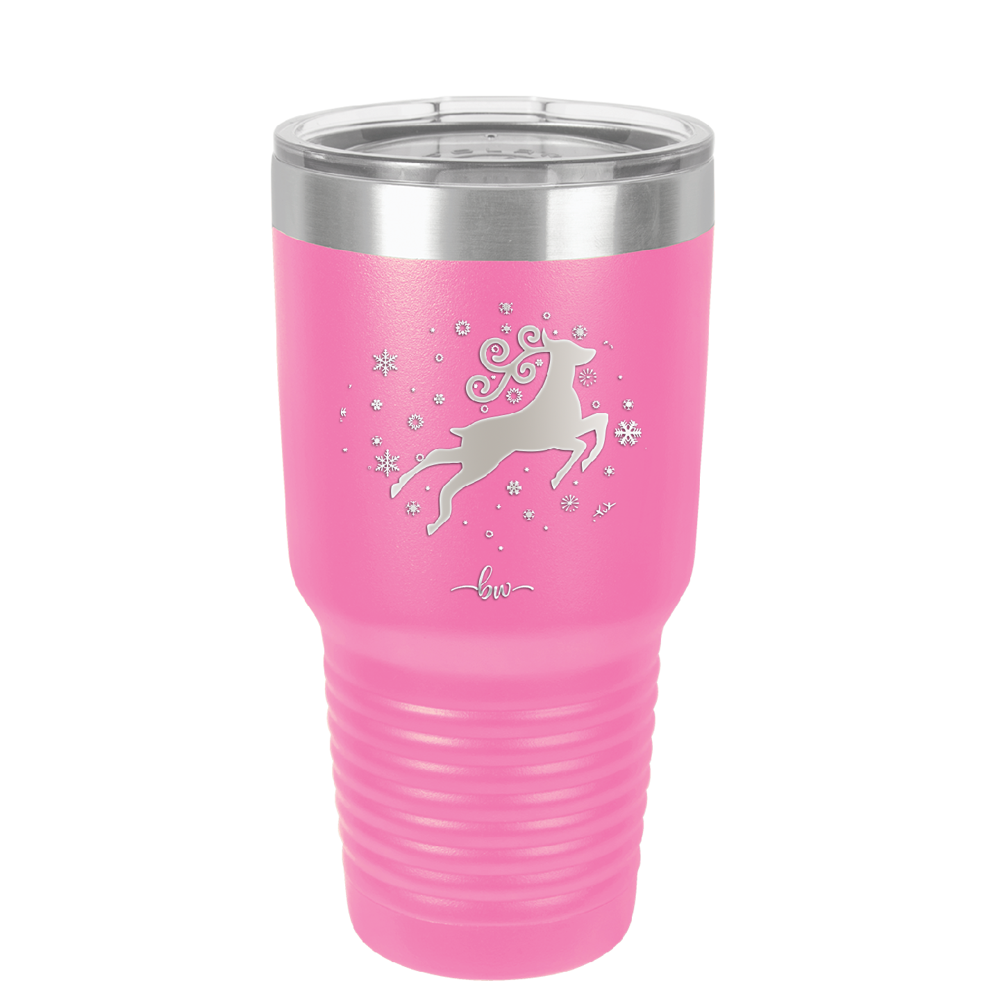 Flying Reindeer with Snowflakes Christmas - Laser Engraved Stainless Steel Drinkware - 1224 -