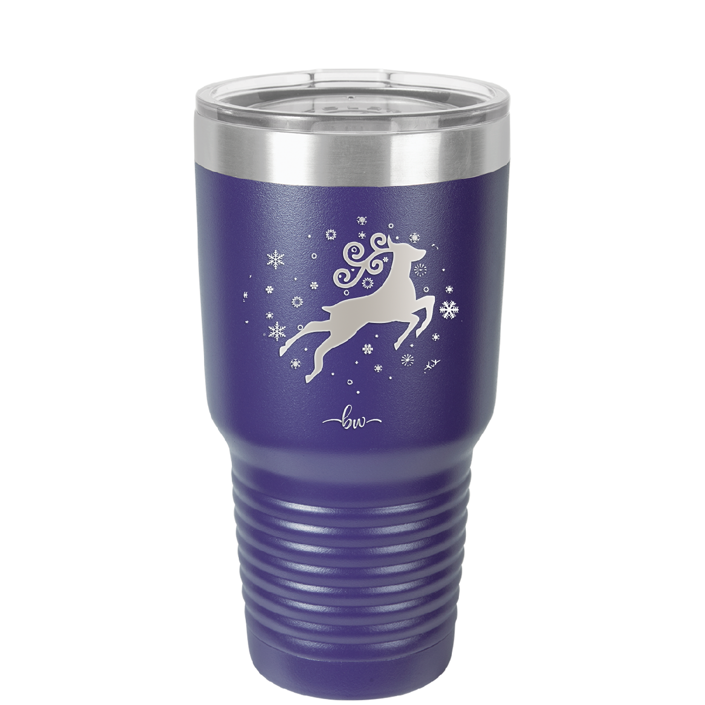Flying Reindeer with Snowflakes Christmas - Laser Engraved Stainless Steel Drinkware - 1224 -